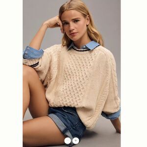 Anthropologie Pilcro Oversized Varsity Cable Sweater